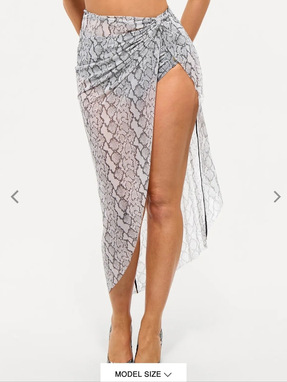 Popilush Bias Twist Mesh Sarong Coverup Snake Print XL NWT